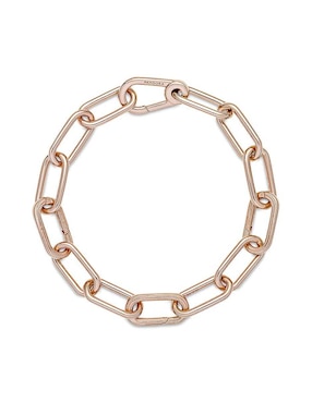 Brazalete Pandora de plata con acabado baño de oro rosa