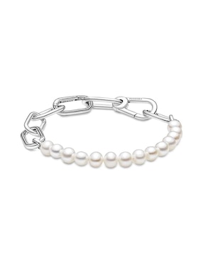 Brazalete Pandora de plata Me con acabado lustre