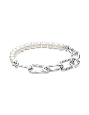 Brazalete Pandora de plata Me con acabado lustre
