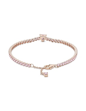 Brazalete Pandora de plata con acabado baño de oro rosa