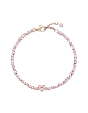Brazalete Pandora de plata con acabado baño de oro rosa