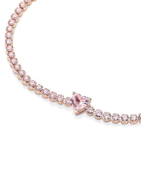 Brazalete Pandora de plata con acabado baño de oro rosa