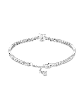 Brazalete Pandora de plata con acabado pavé