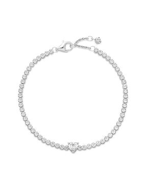 Brazalete Pandora de plata con acabado pavé