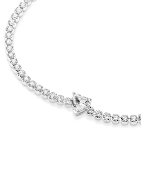 Brazalete Pandora de plata con acabado pavé