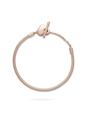 Brazalete Pandora de plata Moments con acabado baño de oro rosa