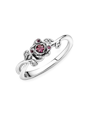 Anillo de flor Pandora Disney X Disney de plata zirconia cúbica pulido
