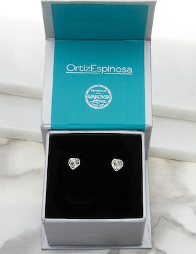 Broqueles de corazón Ortiz Espinosa con acabado brillante cristal
