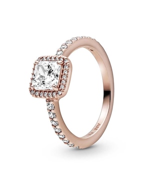 Anillo cuadrado Pandora Timeless de plata P 925 zirconia cúbica con acabado baño de oro rosa