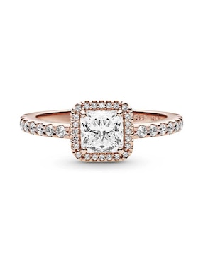 Anillo cuadrado Pandora Timeless de plata P 925 zirconia cúbica con acabado baño de oro rosa