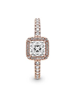 Anillo cuadrado Pandora Timeless de plata P 925 zirconia cúbica con acabado baño de oro rosa