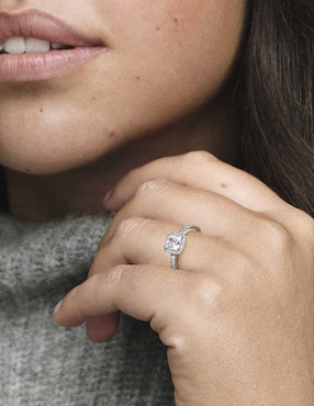 Anillo cuadrado Pandora Timeless P 925 de plata zirconia cúbica pulido