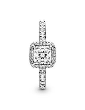 Anillo cuadrado Pandora Timeless P 925 de plata zirconia cúbica pulido