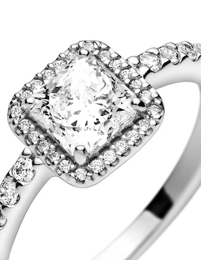 Anillo cuadrado Pandora Timeless P 925 de plata zirconia cúbica pulido