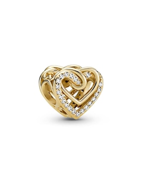 Charm de corazón Pandora de plata 14 K zirconia cúbica