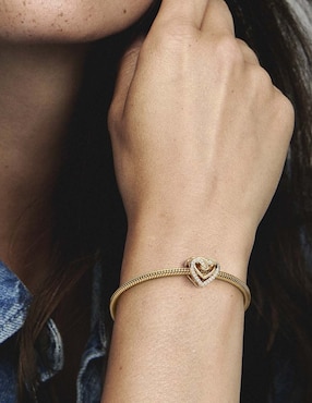 Charm de corazón Pandora de plata 14 K zirconia cúbica