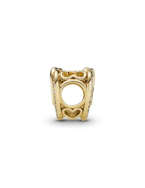 Charm de corazón Pandora de plata 14 K zirconia cúbica