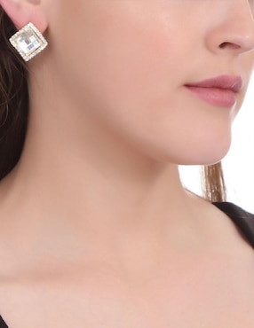 Aretes cuadrados Ocean Heart con acabado brillante cristal