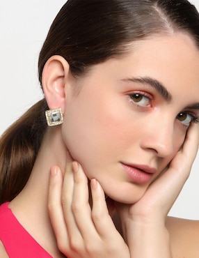 Aretes cuadrados Ocean Heart con acabado brillante cristal