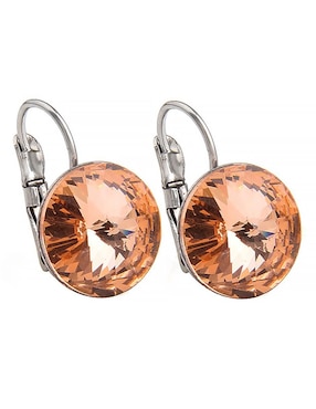 Aretes Circulares Ocean Heart Baño De Oro 18 K Cristal