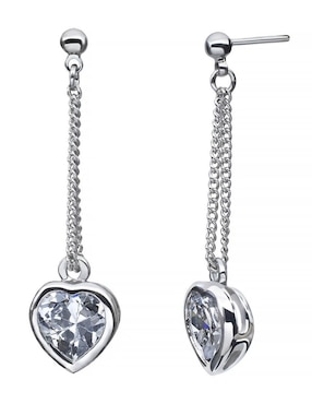 Aretes De Corazón Ocean Heart Baño De Oro 18 K Cristal