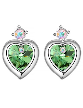 Aretes De Corazón Ocean Heart Baño De Oro 18 K Cristal