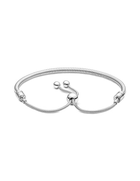 Brazalete Pandora de plata con acabado liso