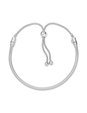 Brazalete Pandora de plata con acabado liso
