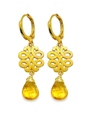 Aretes Largos Malia Joyería De Gota Citrina