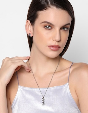 Aretes y collar cuadrada Ocean Heart cristal