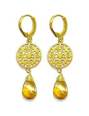 Aretes Malia Joyería 18 K Citrina