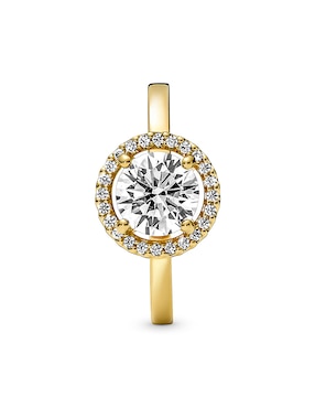 Anillo Pandora Timeless de plata P 925 zirconia cúbica con acabado baño de oro
