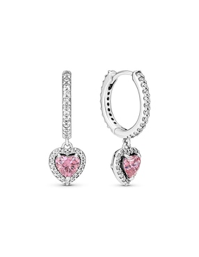 Aretes de aro Pandora de plata P 925 con acabado plateado zirconia