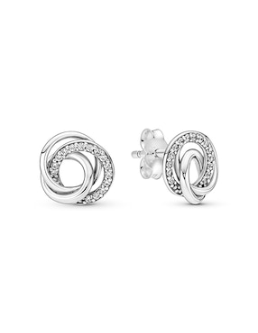 Broqueles Pandora de plata P 925 con acabado plateado zirconia