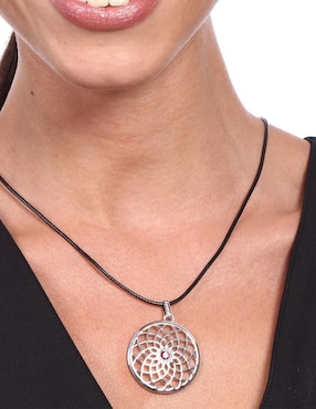 Dije circular Ocean Heart de plata cristal