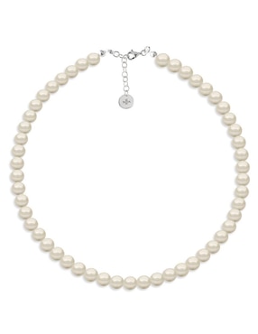 Aretes y collar redondos Zvezda Pearls de plata cristal
