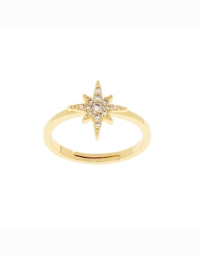 Anillo con gema de estrella Parisa Joyería zirconia con acabado baño de oro