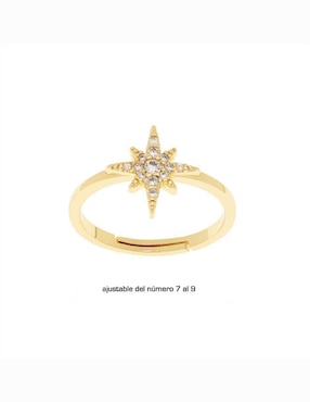 Anillo con gema de estrella Parisa Joyería zirconia con acabado baño de oro