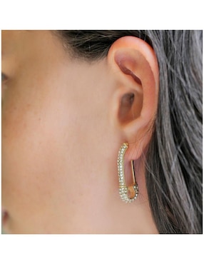 Broqueles Parisa Joyería con acabado baño de oro zirconia