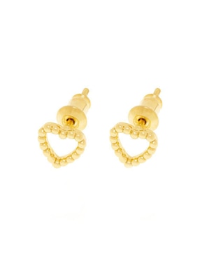 Broqueles de corazón Parisa Joyería con acabado baño de oro zirconia