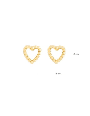 Broqueles de corazón Parisa Joyería con acabado baño de oro zirconia