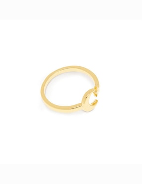Anillo de luna Parisa Joyería zirconia con acabado baño de oro