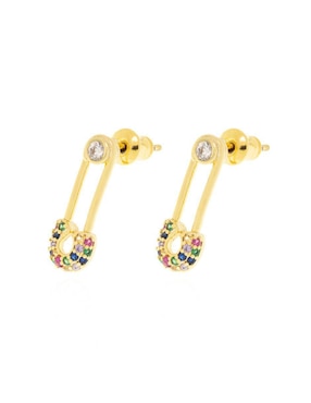 Broqueles Parisa Joyería con acabado baño de oro zirconia