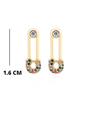 Broqueles Parisa Joyería con acabado baño de oro zirconia