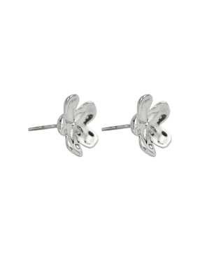 Broqueles de flor Anante Floral de plata con acabado plateado