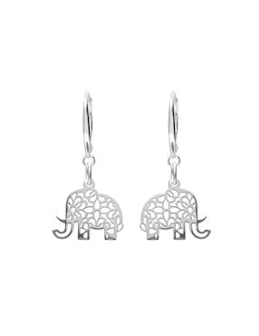 Aretes Largos De Elefante Anamora Por Tanya Moss Origami De Plata P 925 Con Acabado Plateado