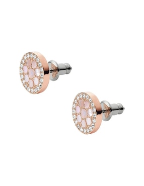 Broqueles redondos Fossil Vintage Glitz con acabado brillante nácar