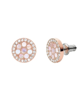Broqueles redondos Fossil Vintage Glitz con acabado brillante nácar