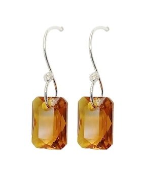 Aretes y collar rectangular Zvezda Emerald de plata P 925 cristal