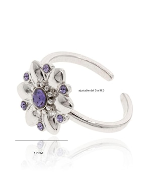 Anillo de flor Mayfer Joyería Flores swarovski brillante